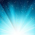 Blue luminous rays. EPS 8 Royalty Free Stock Photo