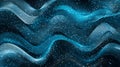 Blue luminous waves with illuminated particles on a dark surface. Royalty Free Stock Photo