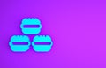 Blue Macaron cookie icon isolated on purple background. Macaroon sweet bakery. Minimalism concept. 3d illustration 3D