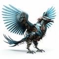 Blue Machine Bird: 2d Thunderbird In Zbrush Style
