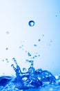 Blue macro water splash Royalty Free Stock Photo