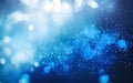 blue magic background with bokeh, haze and particles Royalty Free Stock Photo