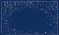 Blue magic background with stars and space decor with copy space. Layout for astrology, tarot, prediction. Divine boho design,