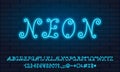 Blue magic fairy style neon font set