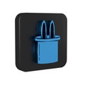 Blue Magician hat and rabbit ears icon isolated on transparent background. Magic trick. Mystery entertainment concept