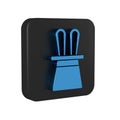 Blue Magician hat and rabbit ears icon isolated on transparent background. Magic trick. Mystery entertainment concept