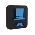 Blue Magician icon isolated on transparent background. Black square button.