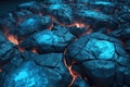 Blue magma rock texture with cracks. AI generated Royalty Free Stock Photo