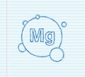 Blue magnesium sketch sign. Magnesium mineral. Mg pill capsule. Vector stock illustration