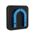 Blue Magnet icon isolated on transparent background. Horseshoe magnet, magnetism, magnetize, attraction. Black square