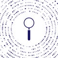 Blue Magnifying glass icon isolated on white background. Search, focus, zoom, business symbol. Abstract circle random Royalty Free Stock Photo