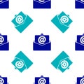 Blue Mail and e-mail icon isolated seamless pattern on white background. Envelope symbol e-mail. Email message sign Royalty Free Stock Photo