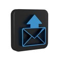 Blue Mail and e-mail icon isolated on transparent background. Envelope symbol e-mail. Email message sign. Black square Royalty Free Stock Photo