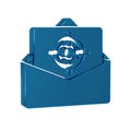 Blue Mail and e-mail icon isolated on transparent background. Envelope symbol e-mail. Email message sign. Royalty Free Stock Photo