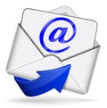 Blue mail icon with arrow