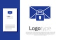 Blue Mail message lock password icon isolated on white background. Envelope with padlock. Private, security, secure Royalty Free Stock Photo
