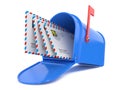 Blue Mailbox with Mails Royalty Free Stock Photo