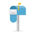 Blue mailbox with white envelope. Vector Royalty Free Stock Photo
