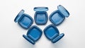 Blue makeup compacts isolated on white background Royalty Free Stock Photo