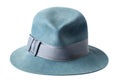 Blue male felt hat isolated on white
