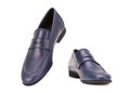 Blue male loafers isolate on a white background