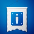 Blue Male toilet icon isolated on blue background. WC sign. Washroom. White pennant template. Vector Royalty Free Stock Photo