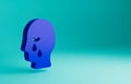 Blue Man graves funeral sorrow icon isolated on blue background. The emotion of grief, sadness, sorrow, death