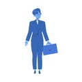 Blue Man Office Worker in Suit with Briefcase Engaged in Business Career Development Vector Illustration Royalty Free Stock Photo