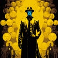 Blue Man In Yellow Coat: Noir Comic Art Poster