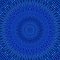 Blue mandala explosion fractal background - round symmetric vector pattern design from curved stars