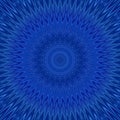 Blue mandala explosion fractal background - round symmetric vector pattern design from curved stars