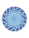 Blue mandala on a white background. Artistic background. Object of rotation, Fractal. Vector graphics