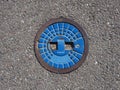 Blue manhole detail Royalty Free Stock Photo