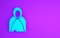 Blue Mantle, cloak, cape icon isolated on purple background. Magic cloak of mage, wizard and witch for halloween design Royalty Free Stock Photo