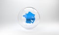 Blue Map of France icon isolated on grey background. Glass circle button. 3D render illustration
