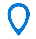 Blue map pointer 3d pin. Location symbol isolated on white background. Web location point, pointer. 3D rendering. Royalty Free Stock Photo