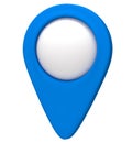 Blue map pointer 3d pin. Location symbol isolated on white background. Web location point, pointer. 3D rendering. Royalty Free Stock Photo