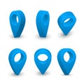 Blue map pointer, navigation and location design element Royalty Free Stock Photo