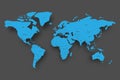 Blue map of World on grey background Royalty Free Stock Photo