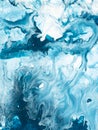 Blue marble abstract hand painted background. Royalty Free Stock Photo