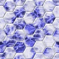 Blue marble hexacomb tiling surface seamless pattern texture background Royalty Free Stock Photo