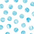 Blue marble polka dot watercolor pattern. Royalty Free Stock Photo