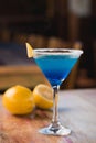 Blue margarita Cocktail drink, in front Royalty Free Stock Photo