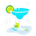 Blue Margarita cocktail isolated on white Royalty Free Stock Photo