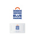 Blue Marine logo. Boats and service. Travel agency emblems. Yacht club emblem.