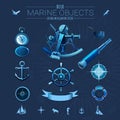 Blue marine objects