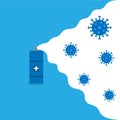Blue marine spray with blue virus and blue background vector illustration