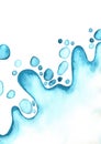 Blue marine water drop splash on white background watercolor. Royalty Free Stock Photo