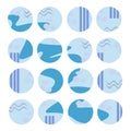 Blue maritime style social media story highlight covers, Abstract spots and stripes on a light blue background