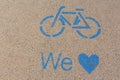 Blue marked bike path on Lake Garda Italy